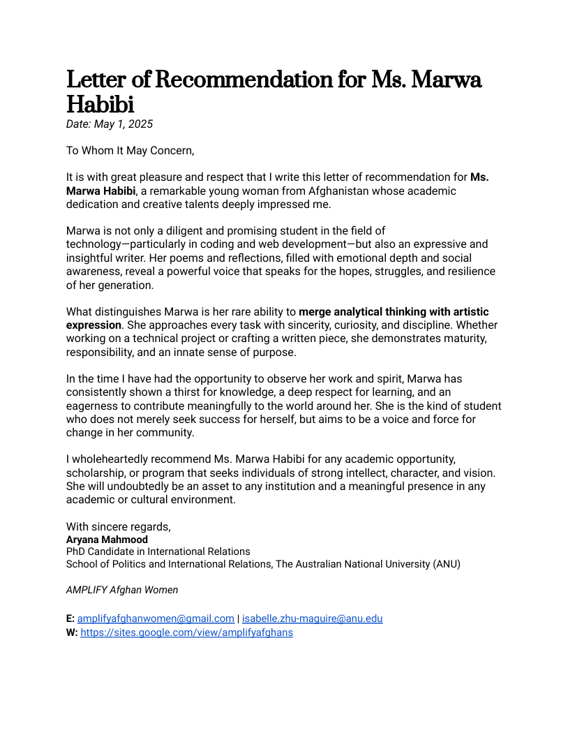 Recommendation Letter 1